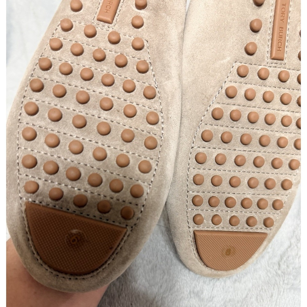 Tory Burch French Gray Taupe Suede Leather Lowell 2 Driver Loafer SZ 9 NEW - Picture 5 of 7